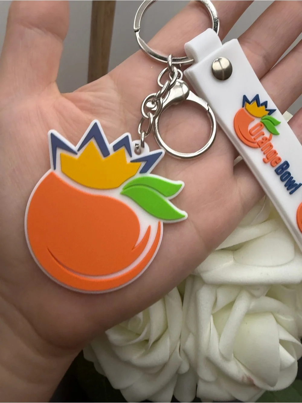 Kids Keyring and Strap - White & Orange